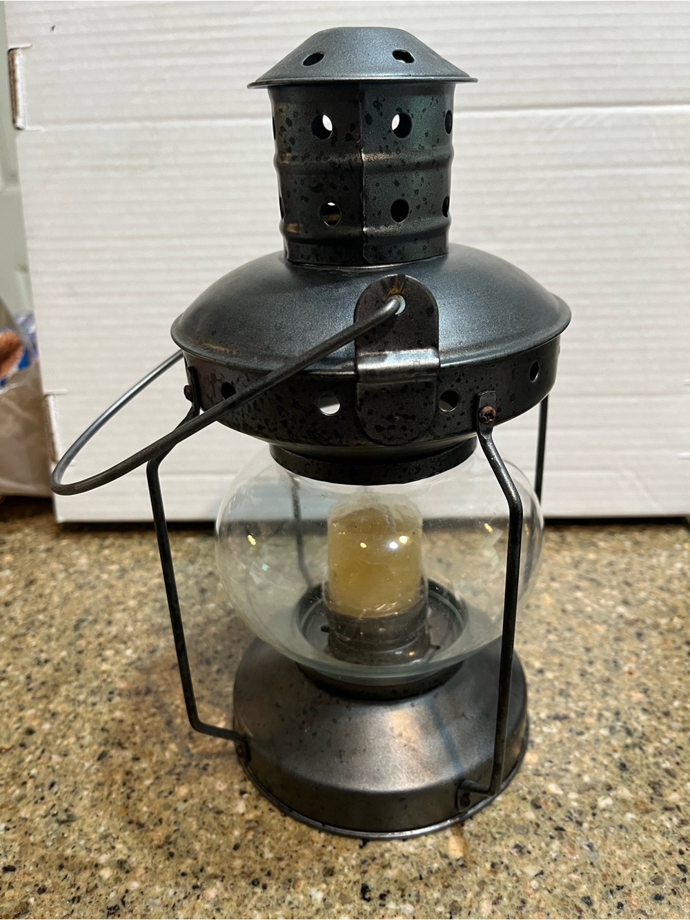 Vintage Lantern With Glass Orb Shade - Picture 7 of 9
